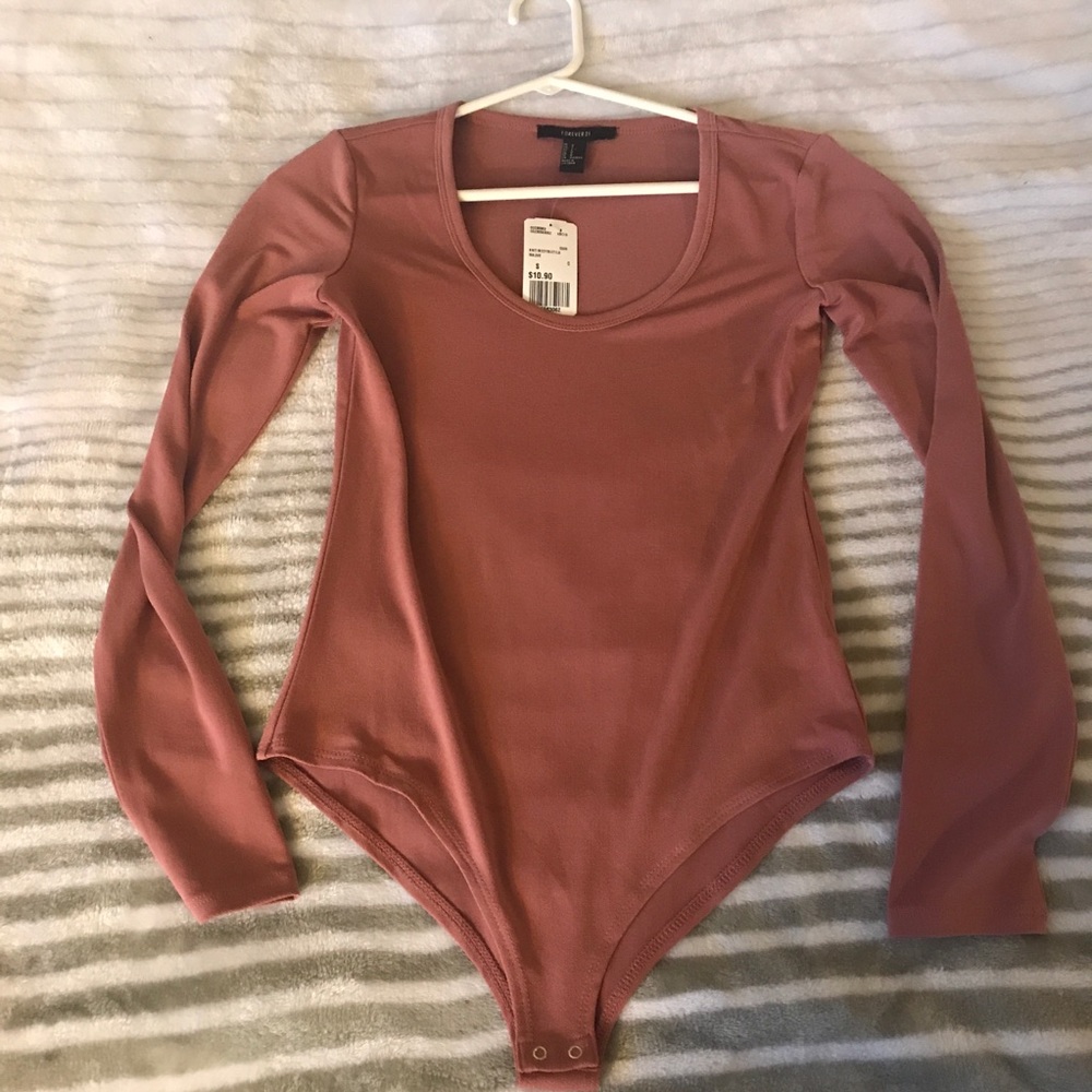 F21 Mauve Long Sleeved Bodysuit size small